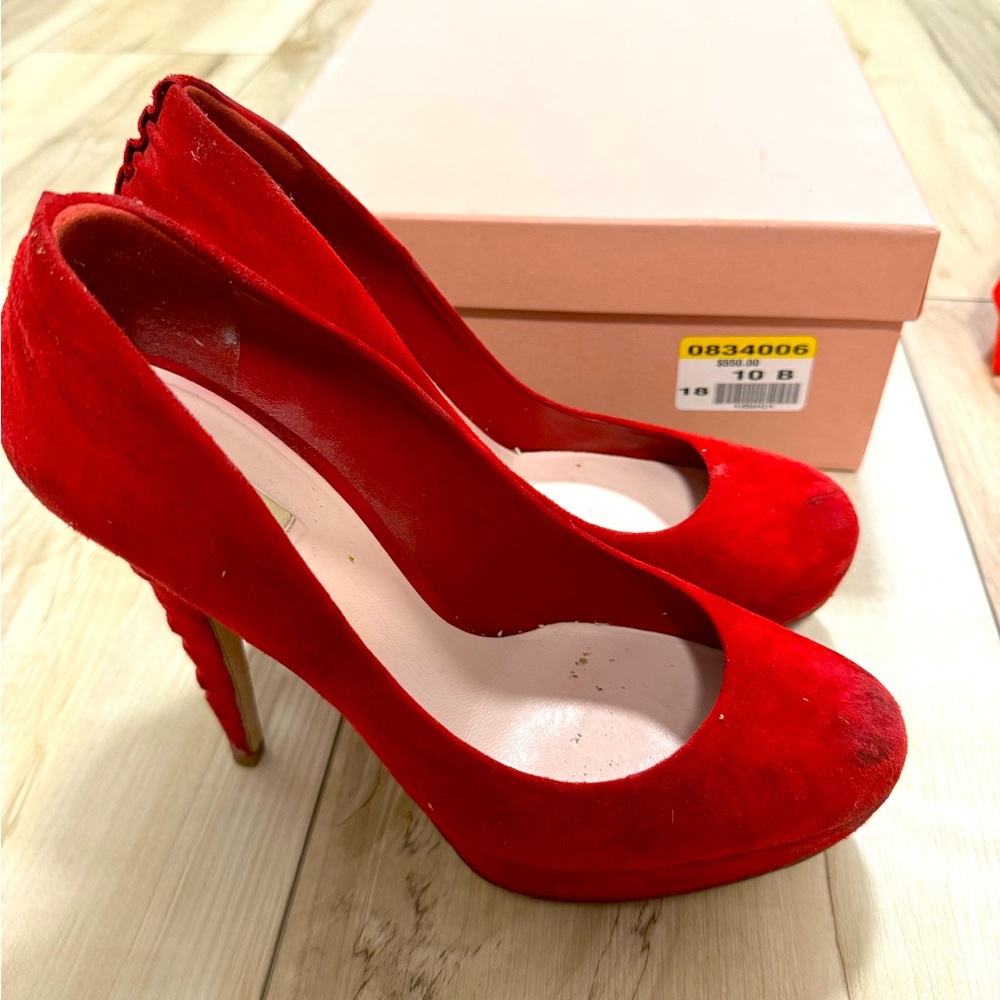 Miu Miu Red Suede High Heel Pumps